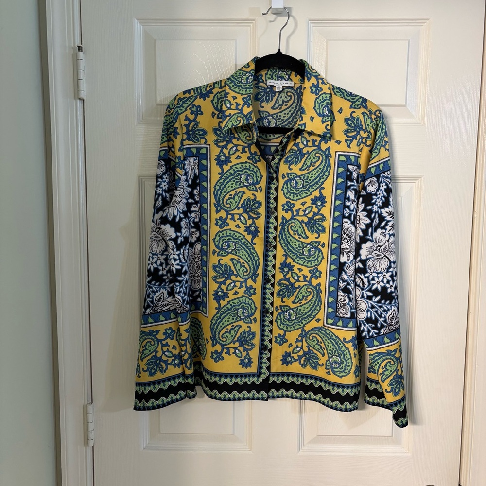 Women’s Paisley & Floral Button-Front Blouse - Size M
